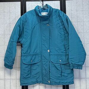 Vintage Pacific Trail Adirondack M Teal Blue Quilted Puffer Coat 80’s 90’s